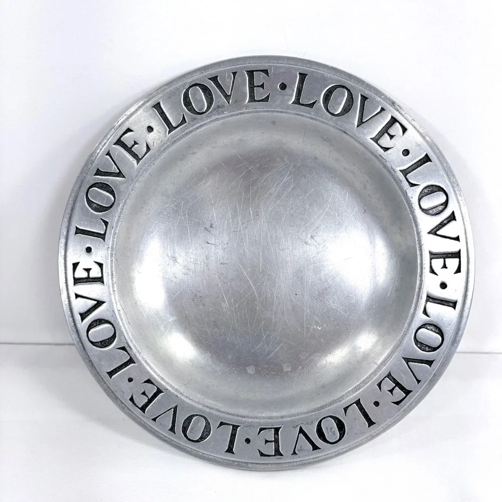 Wilton Armetale Bowl Silver Love Rim Pewter Alternative 9.25 Inch‎ Round